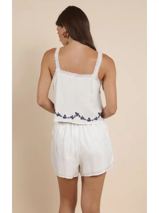 Sadie & Sage Timeless Embroidered Lace Strap Tank