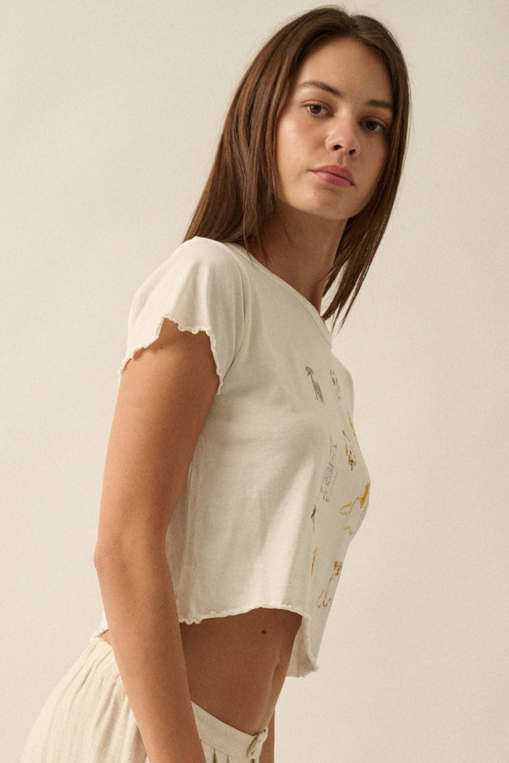 Doodle Dogs Cropped Lettuce-Edge Tee