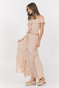 Champagne Toast Ruffle Off Shoulder Top