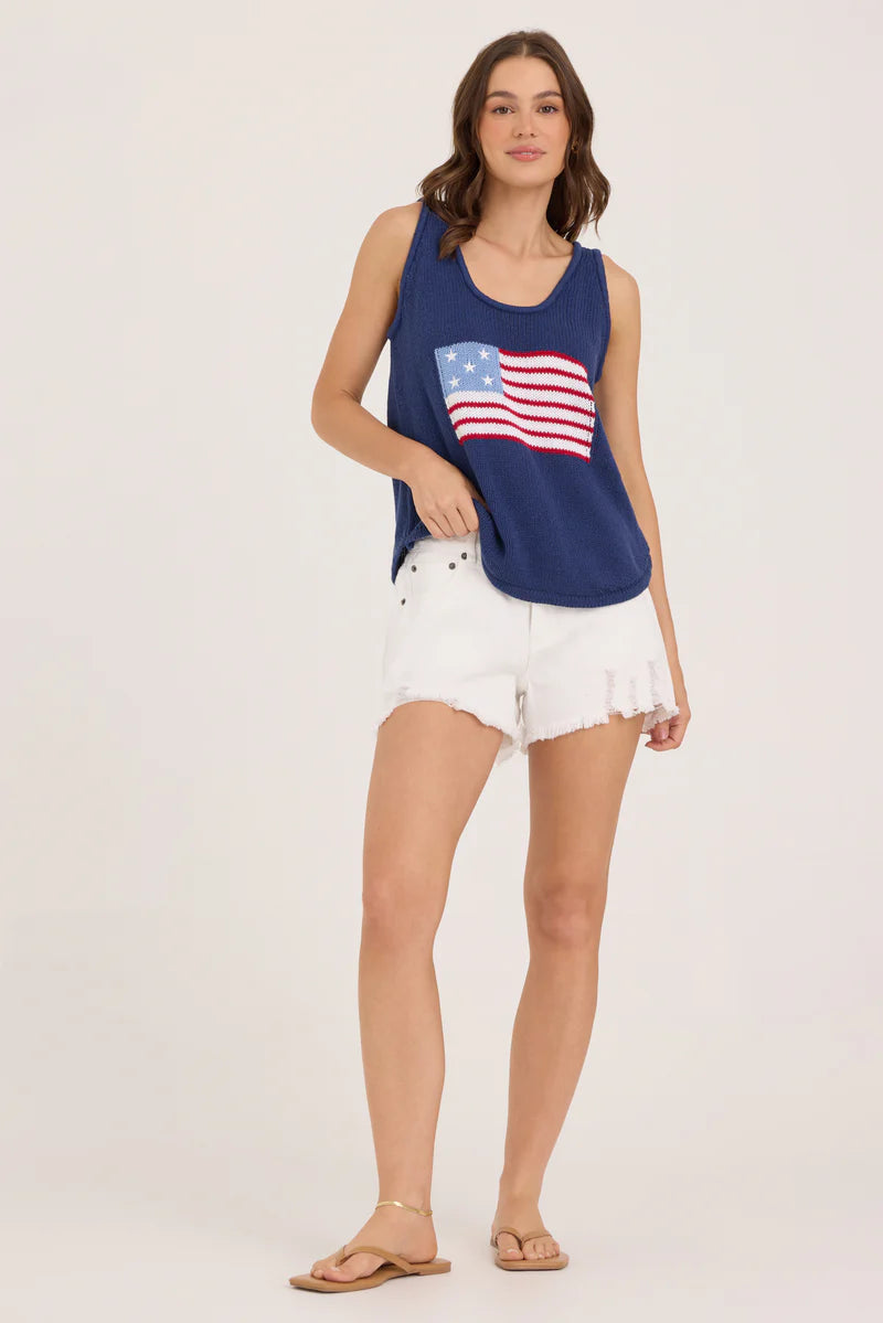 Ocean Drive American Flag Graphic Sweater Tank