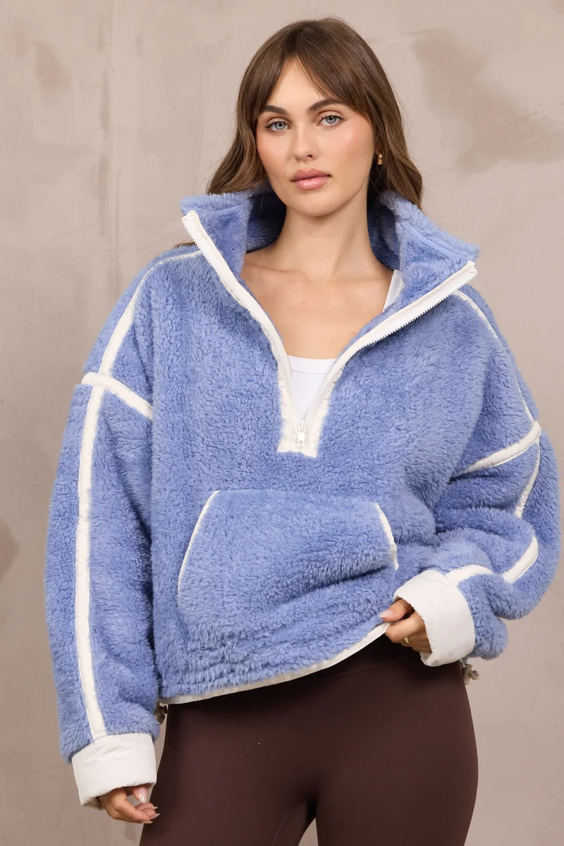 SO SOFT Sherpa Quarter Zip w/ Contrasting Binding