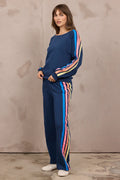 RETRO RAINBOW Stripe Fleece Wide Leg Pant