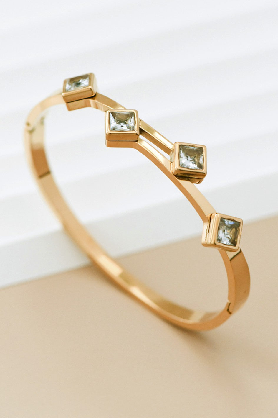 Lesia 18K Gold Plated Hinged Bangle Bracelet