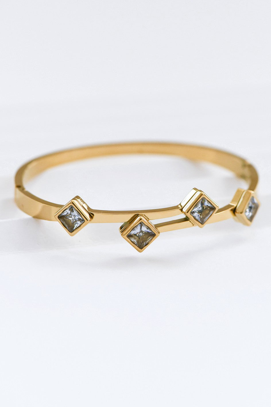 Lesia 18K Gold Plated Hinged Bangle Bracelet