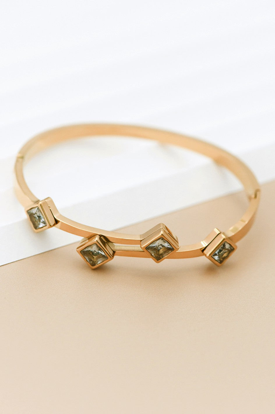 Lesia 18K Gold Plated Hinged Bangle Bracelet