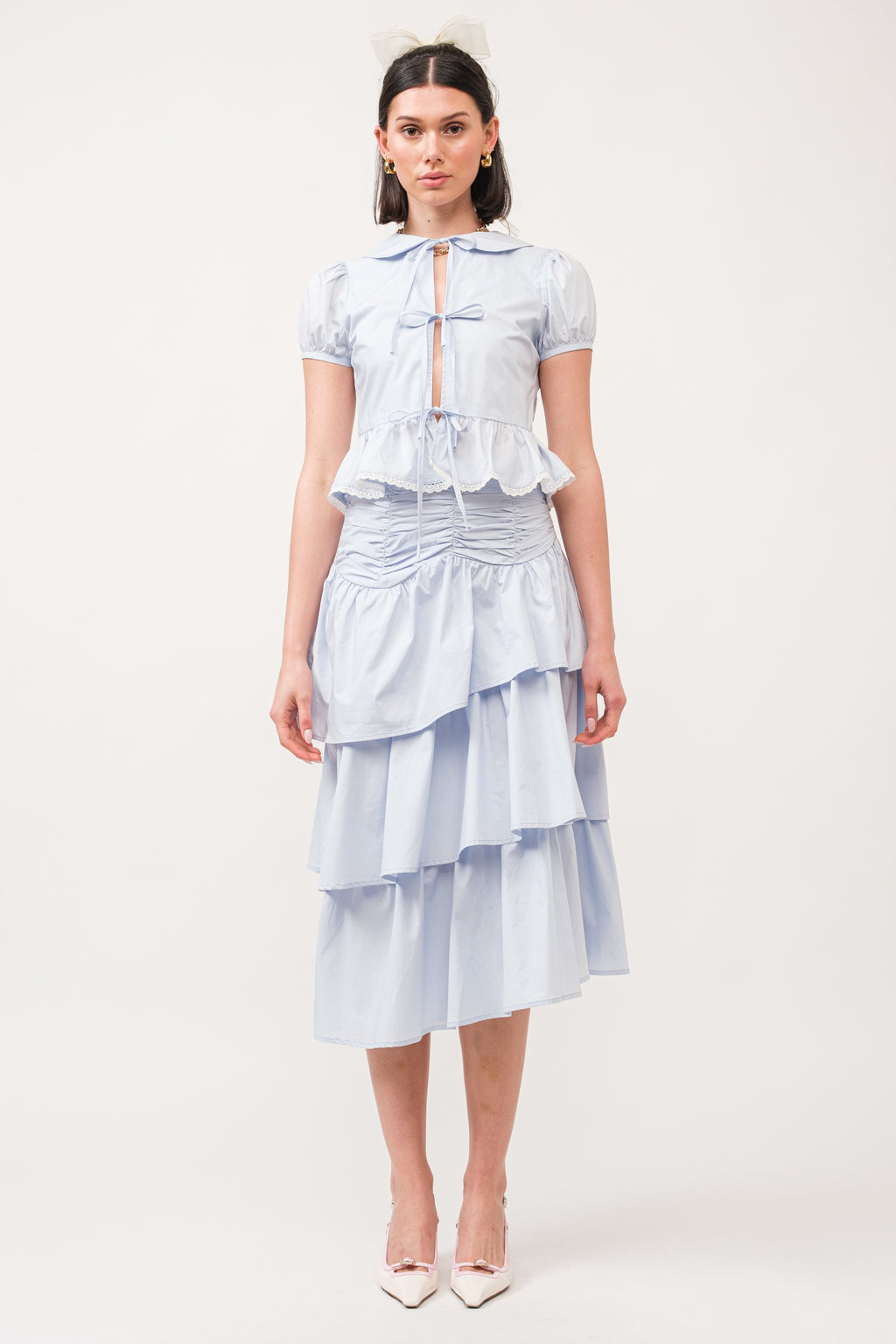 Francis Cotton-Poplin Blouse with Front Ties