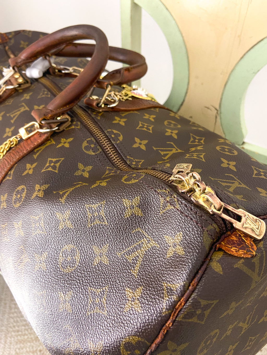 OOAK VINTAGE LV UPCYLED LARGE DUFFLE BAG