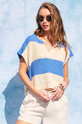 ILLA ILLA Stripe Design Sleeveless Sweater