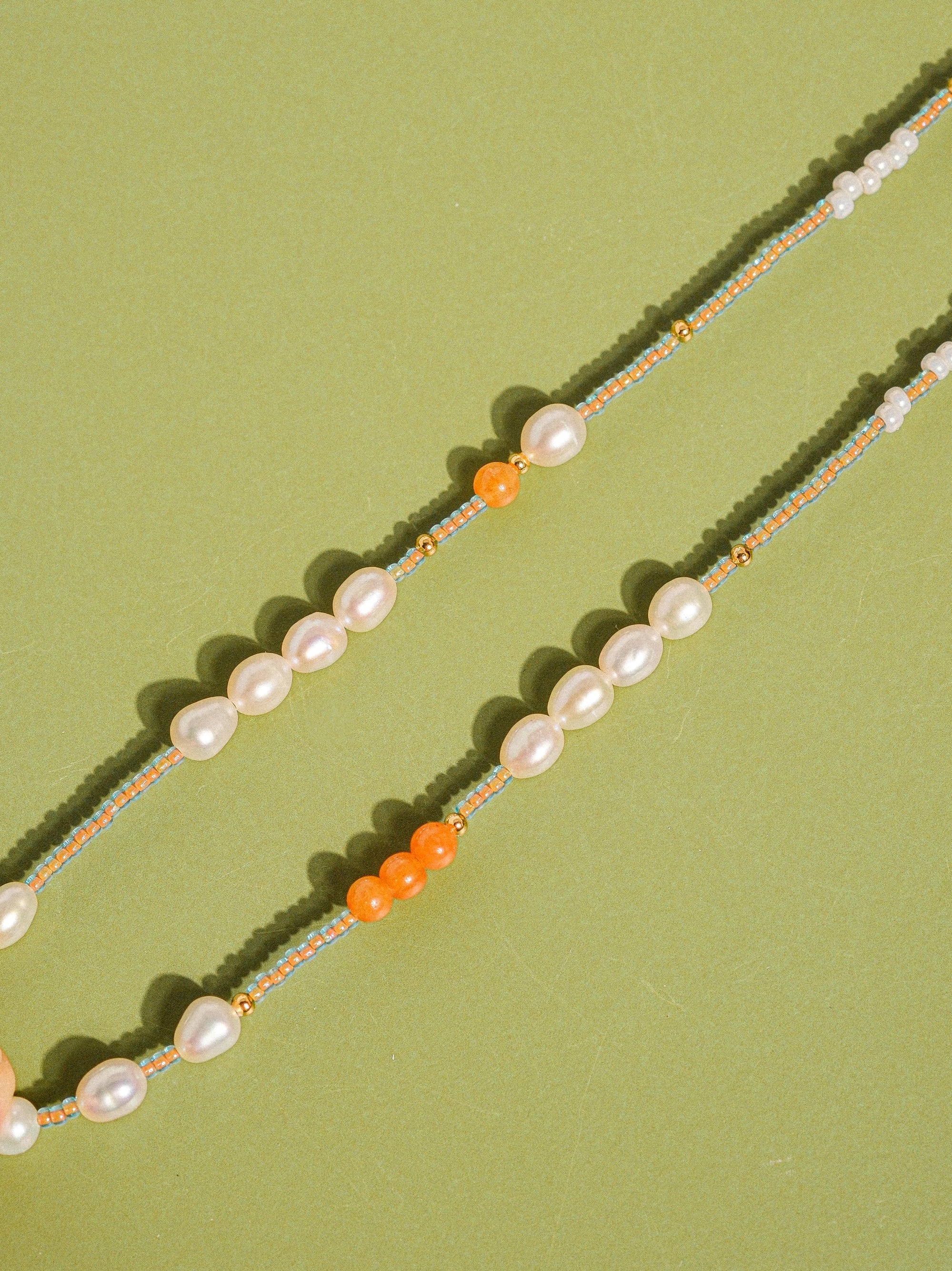 18K Gold Handmade Bohemian Beaded Stack Necklace Odette