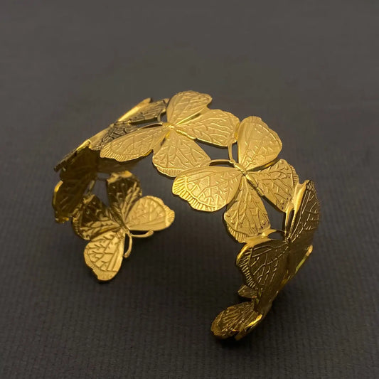 18K Gold Plated Stainless Steel Butterfly Cuff Bracelet