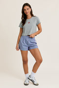 Le Lis Elastic Gingham Side Stripe Shorts