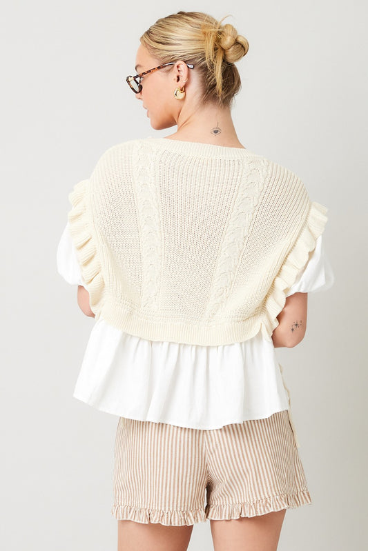 ILLA ILLA Knitted Vest Short Sleeve Blouse