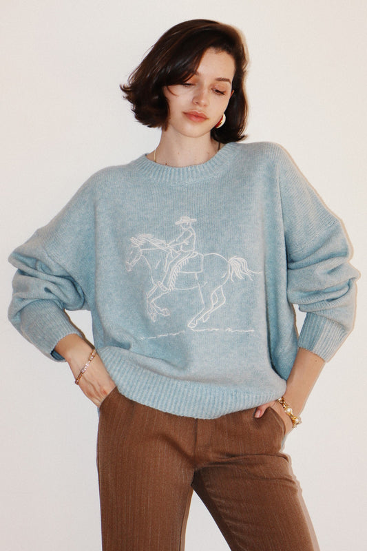 Embroidered Cowboy Knit Sweater