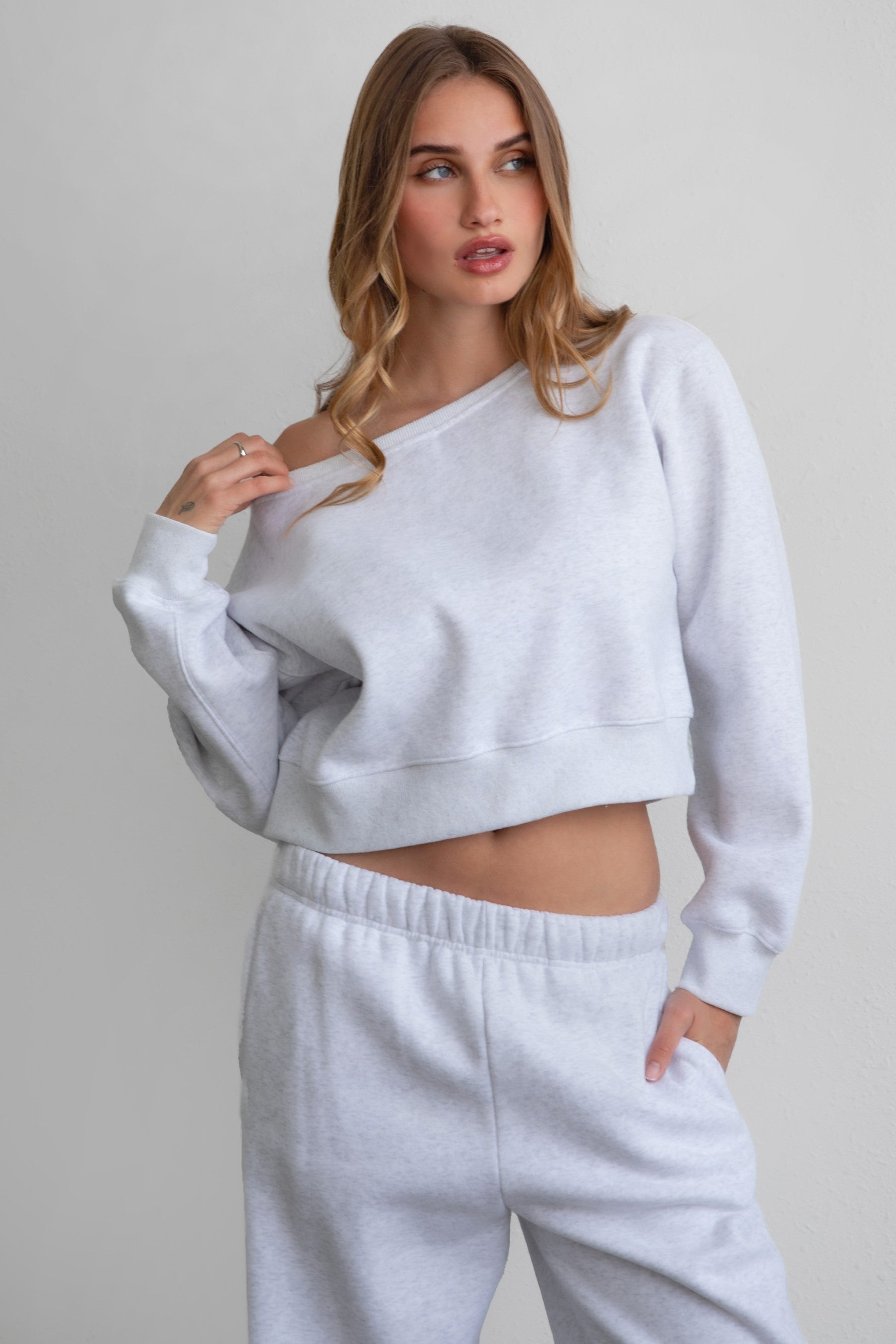 Lana Cloud Fleece Off Shoulder Sweater