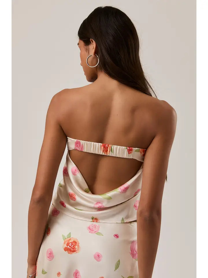 Strapless Folded Neckline Cont Back Top