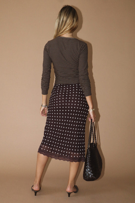 Polka Dot Lace Midi Skirt