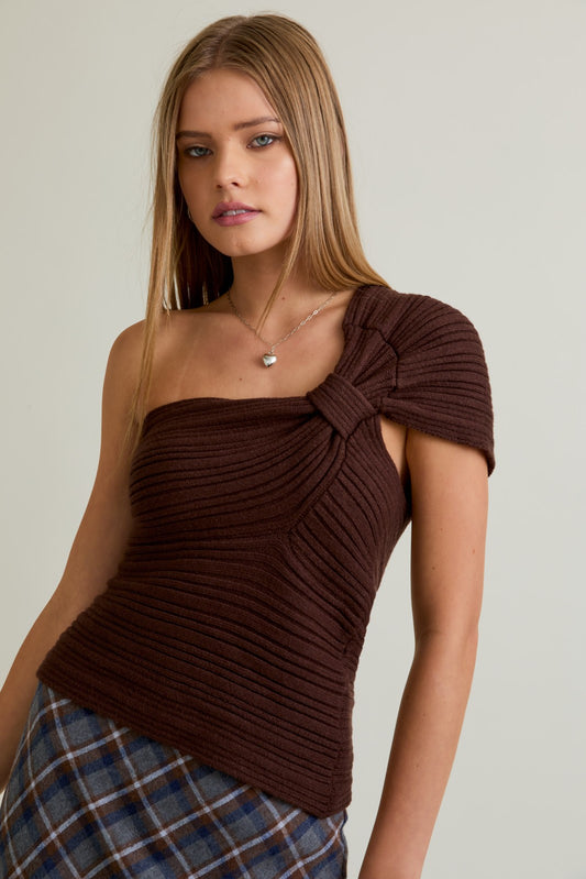 One Shoulder Knit Sweater Top