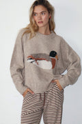 Bailey Rose Duck Graphic Knit Sweater