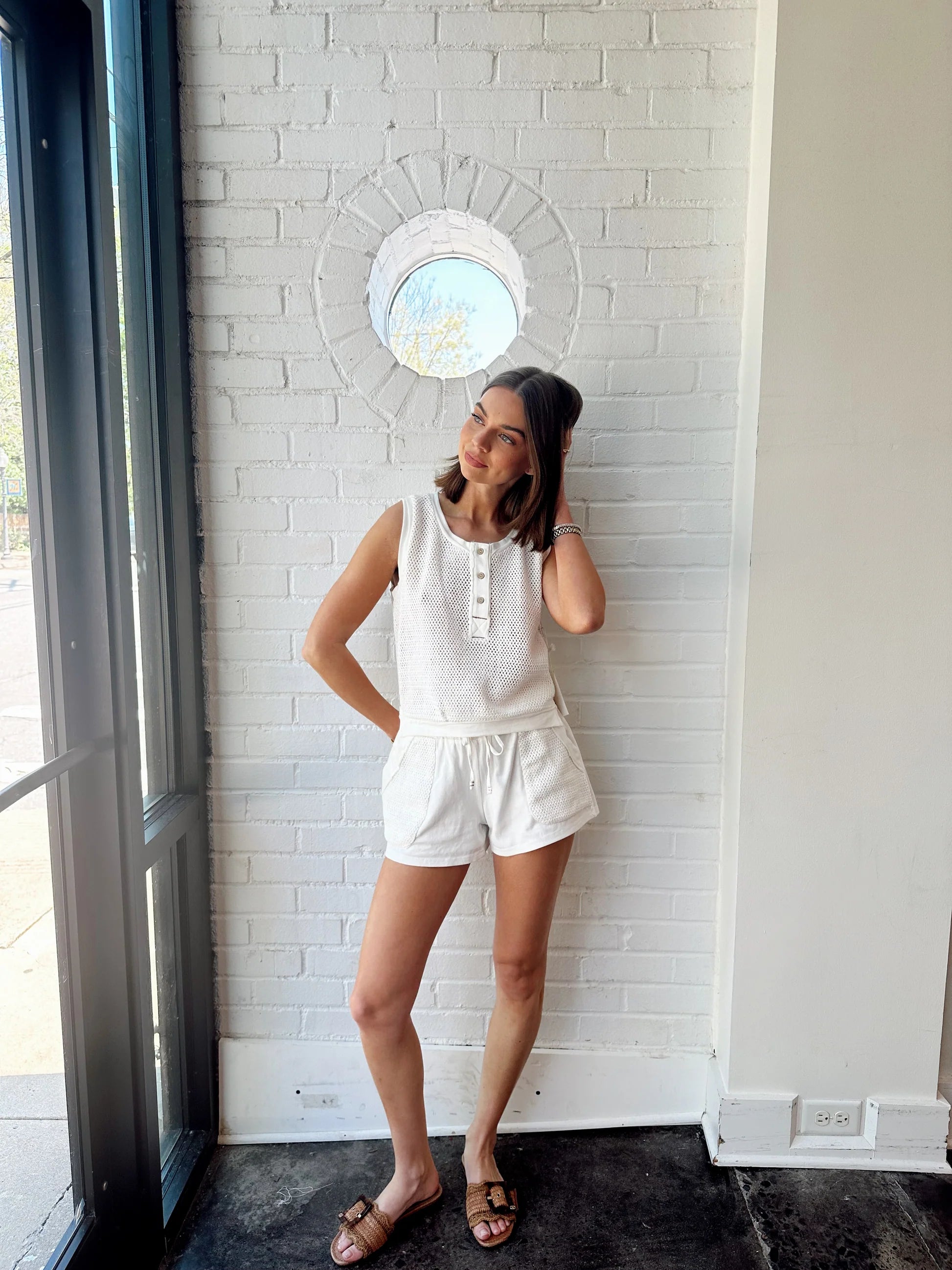 JERSEY KNIT W/ OPEN CROCHET TANK