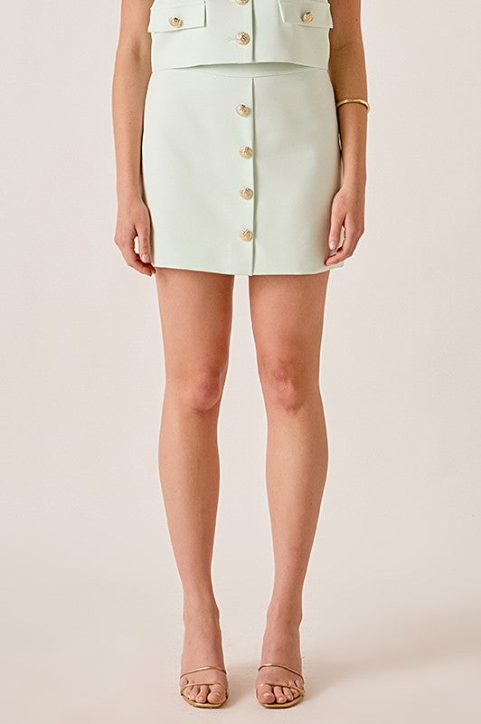 Gold Button Mini Skirt