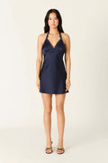 Satin Mini Dress with Lace Accents
