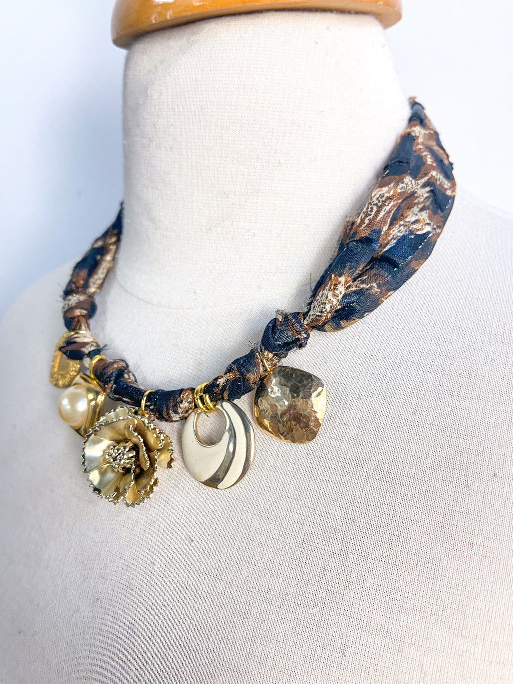 OOAK Gold Multi Charm Scarf Necklace