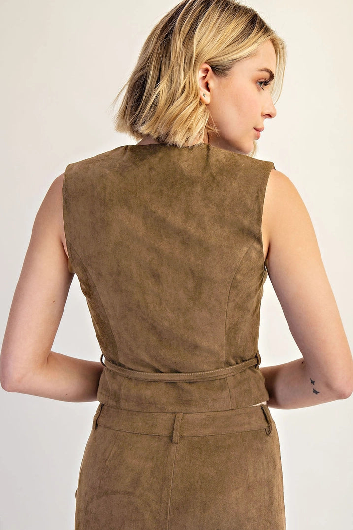 Little Secret Suede Wrap Top