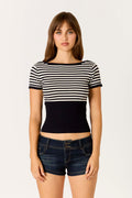Striped Knit Top with Scoop Back