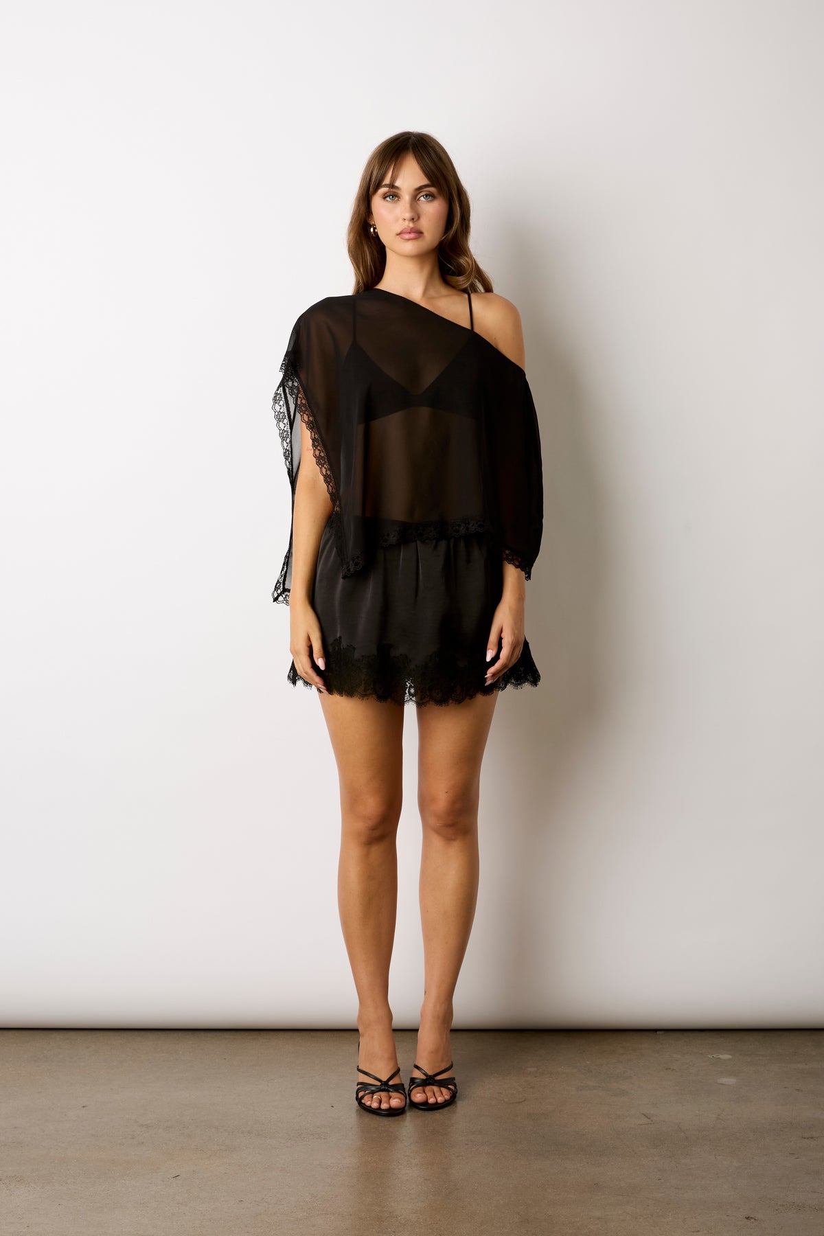 MAGIC MAKER LACE TRIM SATIN SKIRT