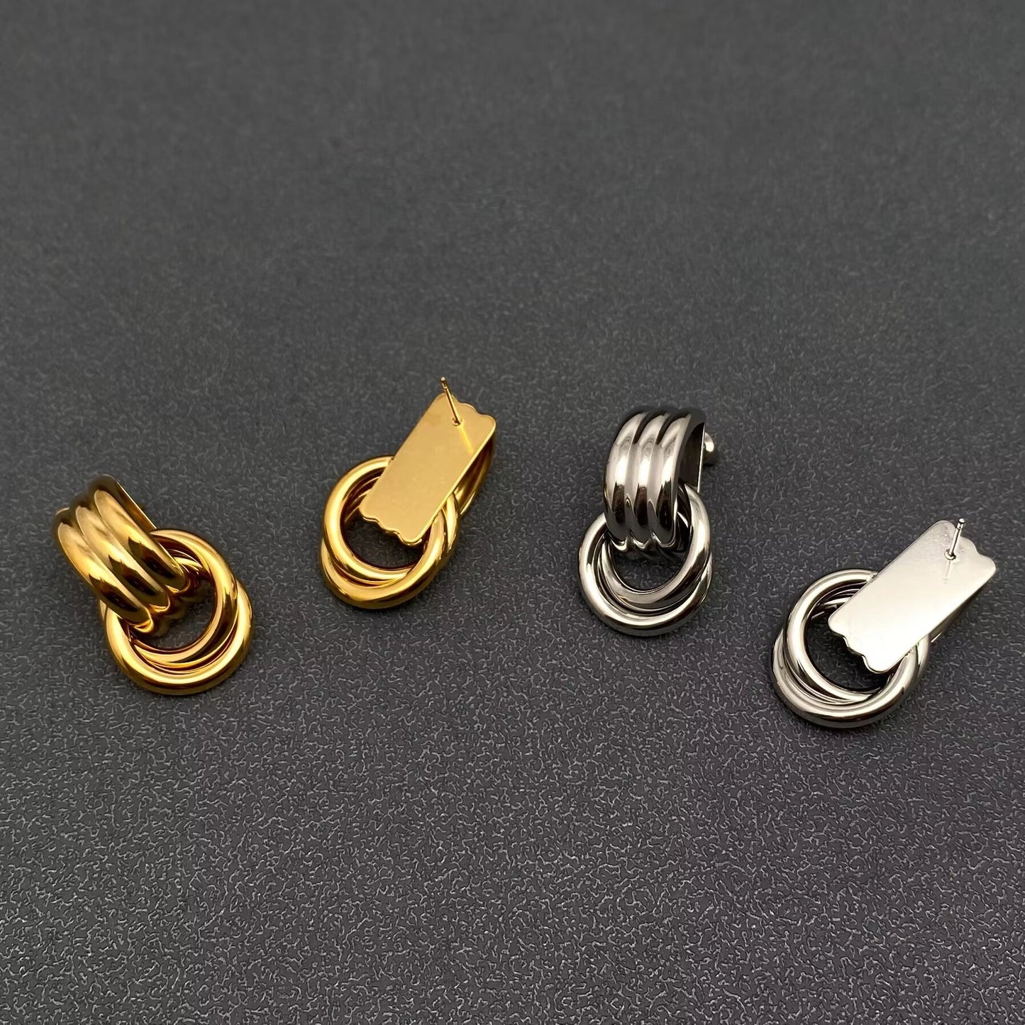 18K Gold Plated Stainless Steel Geometric Post Earrings