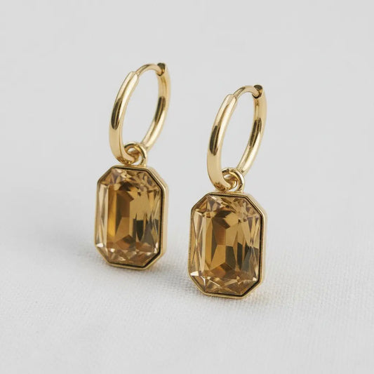 Crystal Geometric Huggie Hoop Earrings