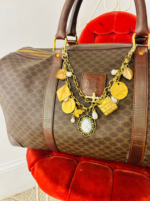OOAK Authentic Vintage Céline Macadam 48-Hour Boston Travel Bag w/ Removable LS Custom Bag Chains