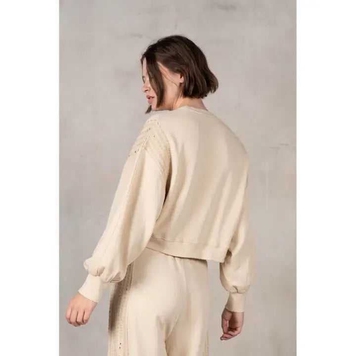 Eyelet Trim Sweatshirt