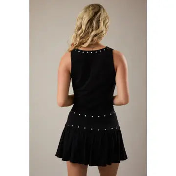 Cowl Neck Stud Detail Ruched Top