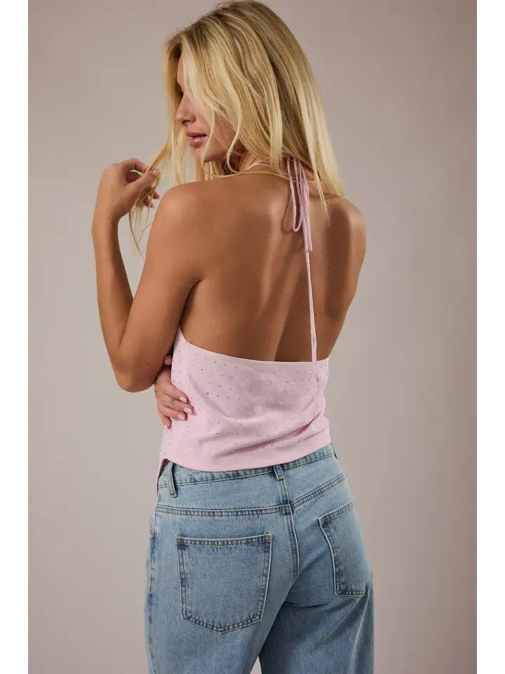 Mesh Top with Rhinestones