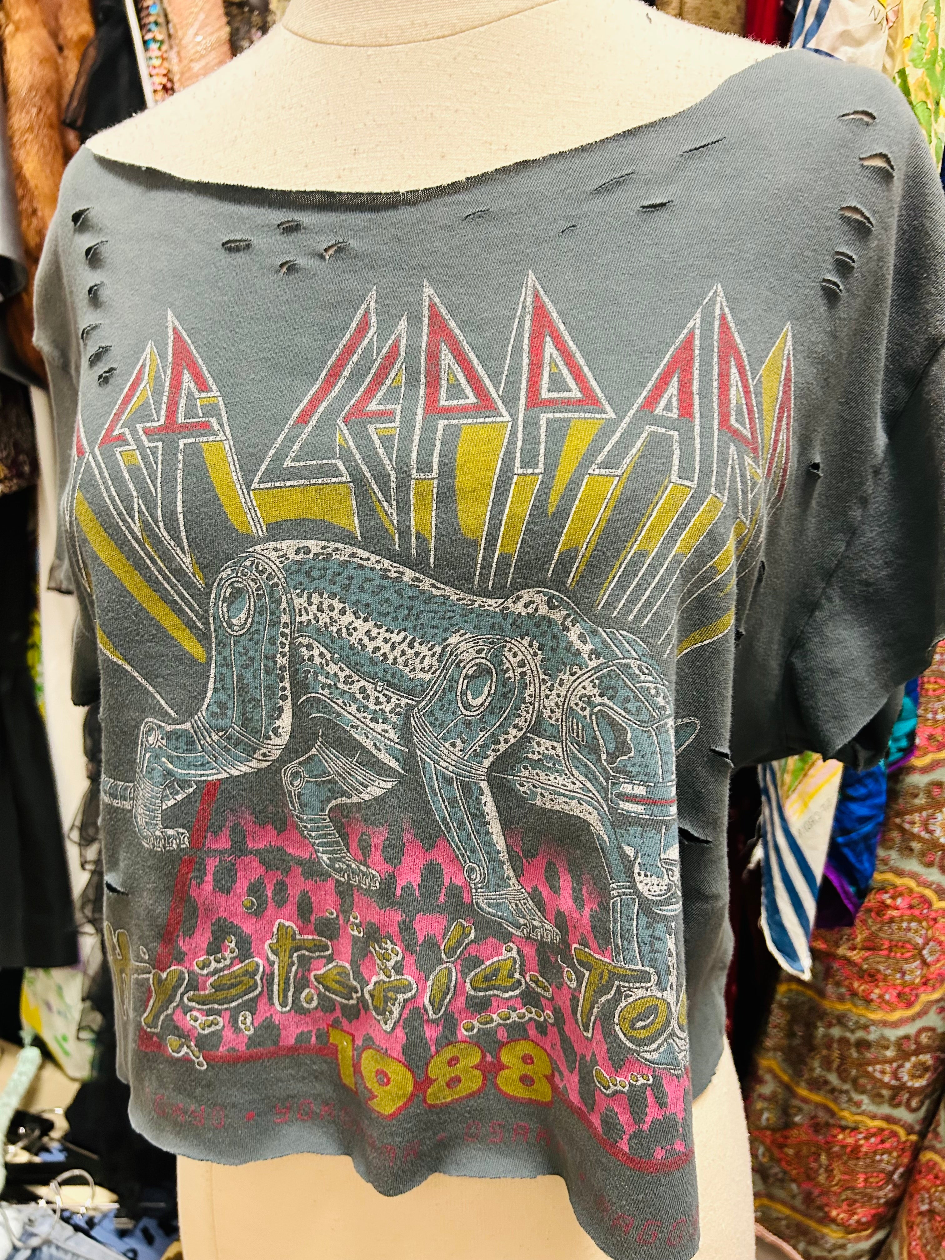 OOAK Upcycled Vintage DEf LEopard Graphic Tee