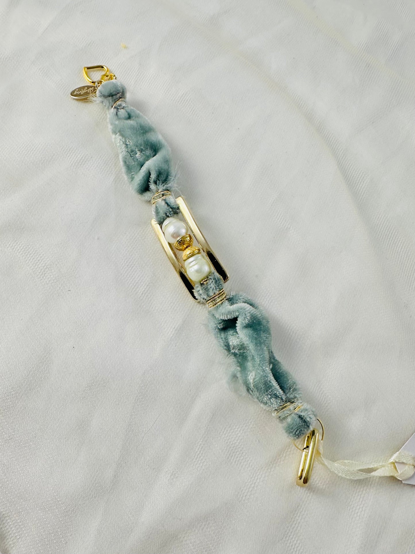 OOAK Velvet and Pearls Bracelet