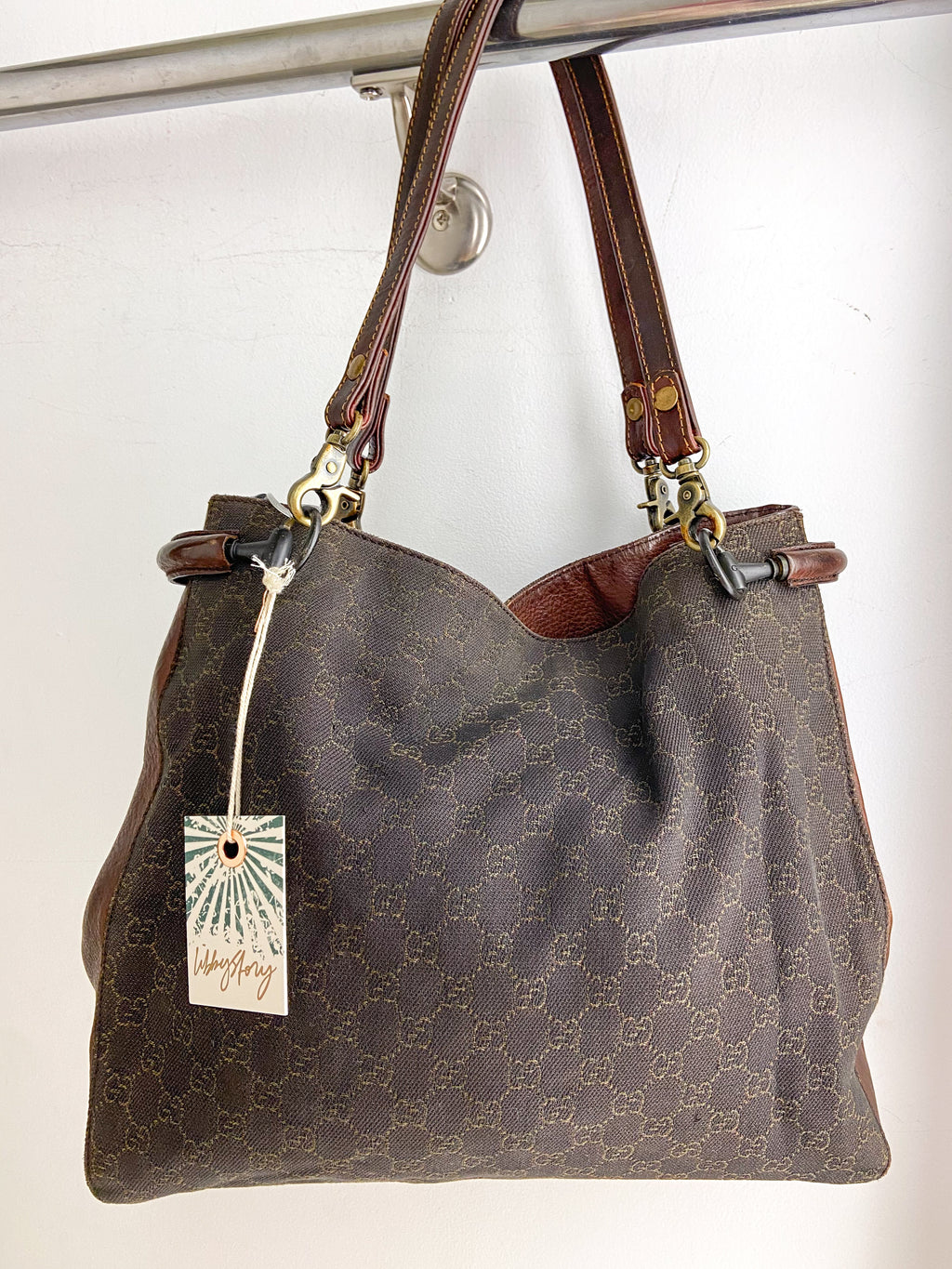 OOAK VINTAGE DARK BROWN GUCCI WITH CHARM BAG CHAIN