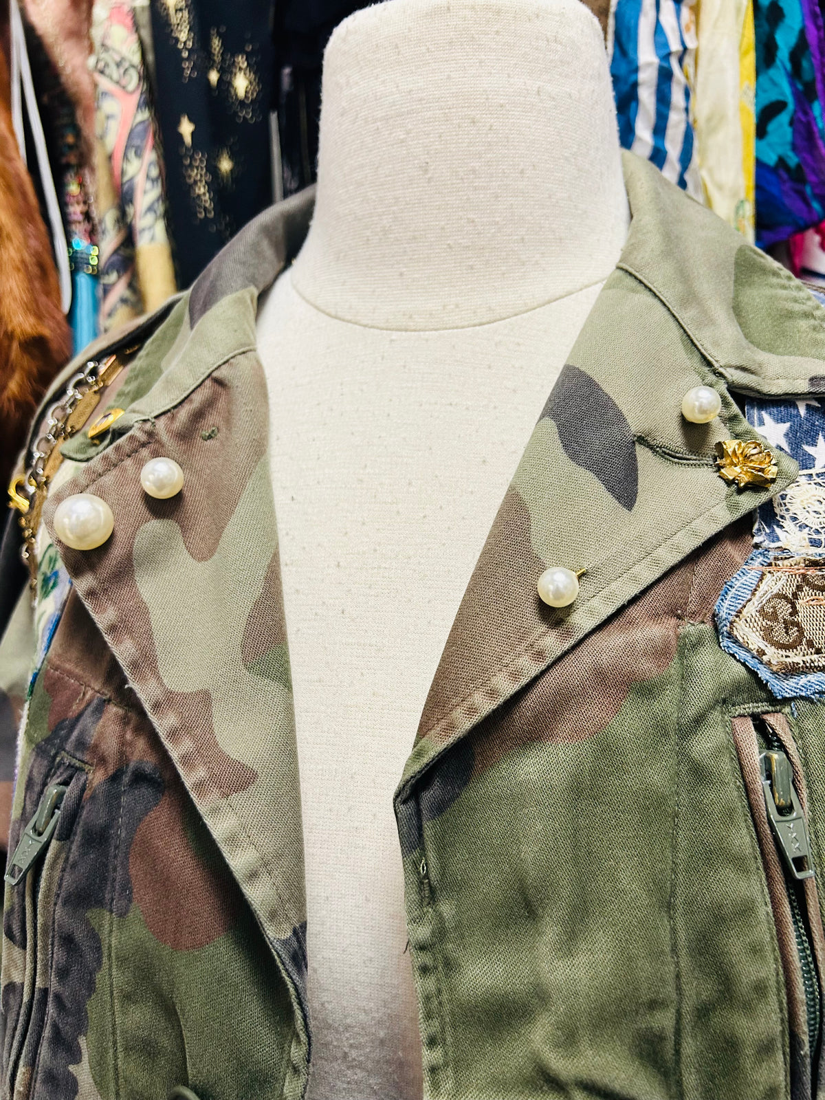 OOAK Vintage Military Scarf/Remix Jacket
