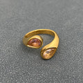 Two-Color Zircon 18K Gold-Plated Stainless Steel Ring