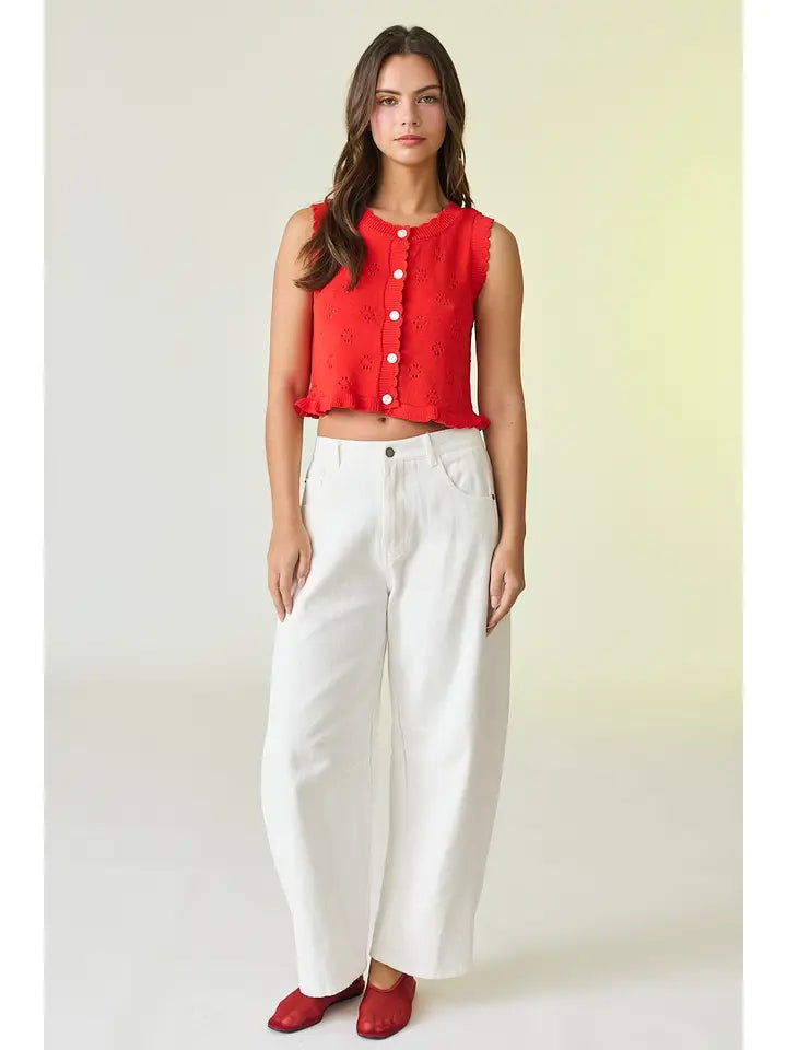 Stella Ruffle Short Sleeve Sweater Top