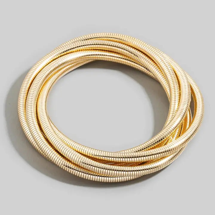 Interlocking Snake Chain Bangle Set