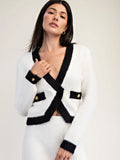 Fuzzy Sweater Cardigan with Contrast Edge Detail