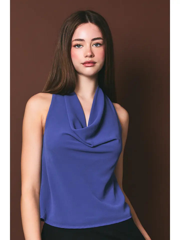 Cowl Neck Top with Attached Scarf