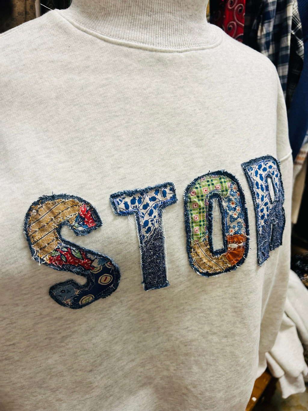 OOAK Patchwork Story Sweatshirt