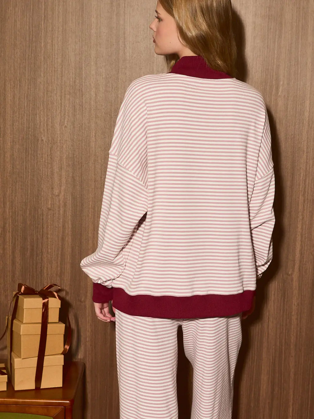 Merry Striped Mockneck Sweatshirt