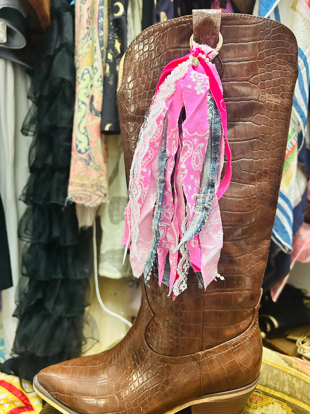 Handmade Denim Pink Bag/Boot Charm