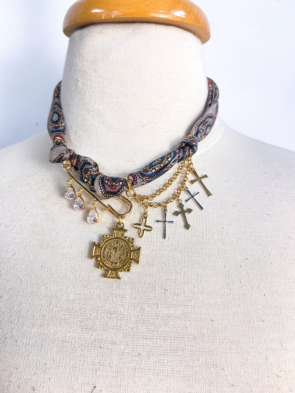 Gold Plated Brass Cross pendant and Charms
