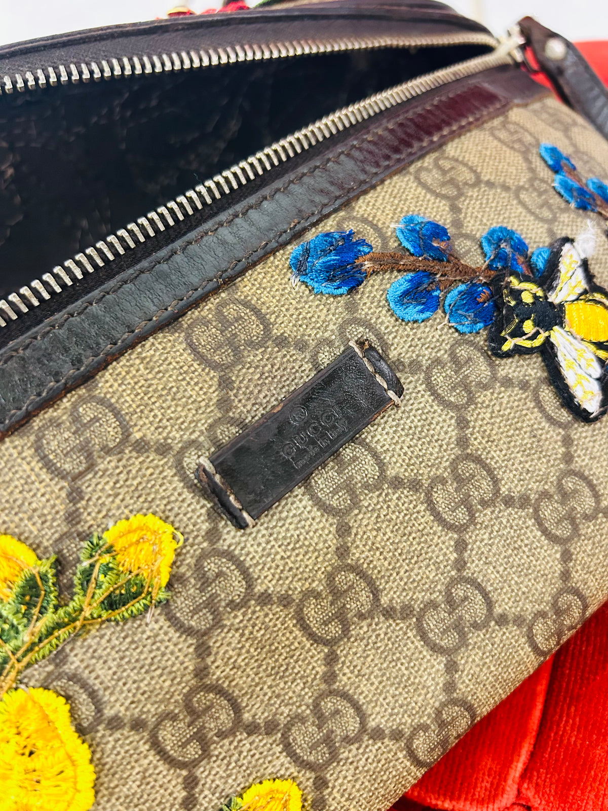 OOAK Upcycled Vintage Gucci GG Canvas Floral & Bee Belt Bag