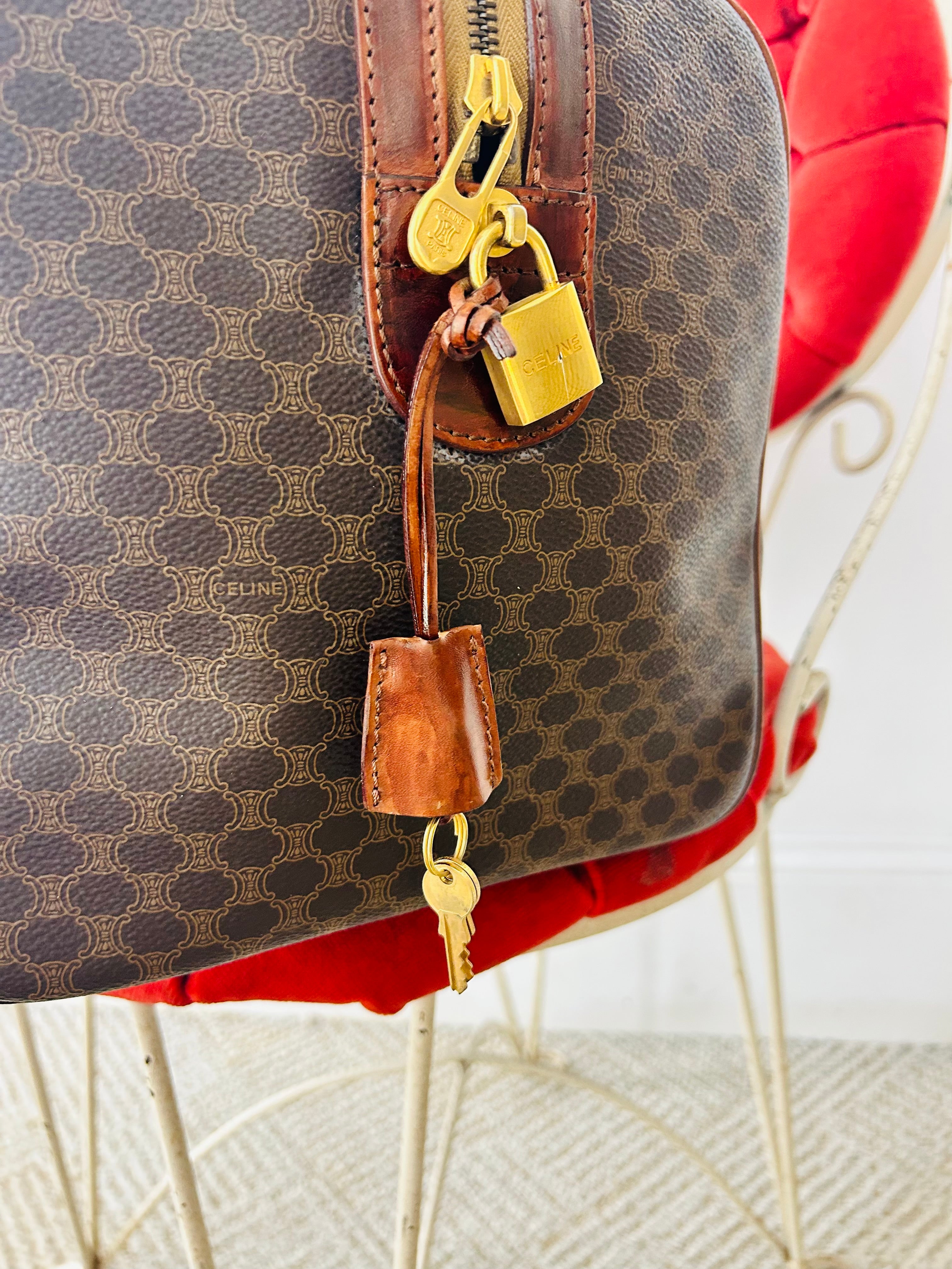OOAK Authentic Vintage Céline Macadam 48-Hour Boston Travel Bag w/ Removable LS Custom Bag Chains